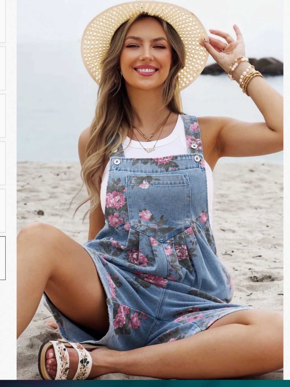 🎉 GIA JEAN “ HELEN 2 “ GIA JEAN Floral Print Wide Leg JUMPSUIT ROMPER SHORTS 33 - Picture 7 of 7